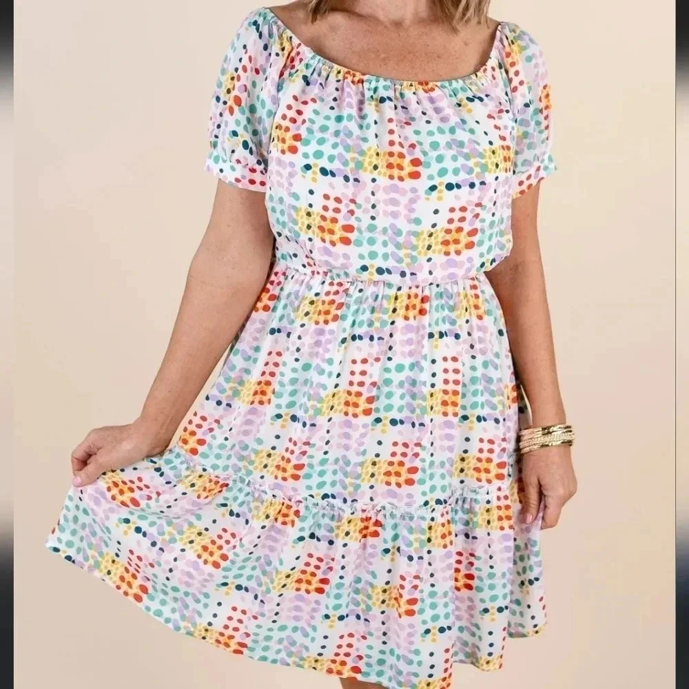 Emily Wonder Colorful Polka dot Women's Midi Dress